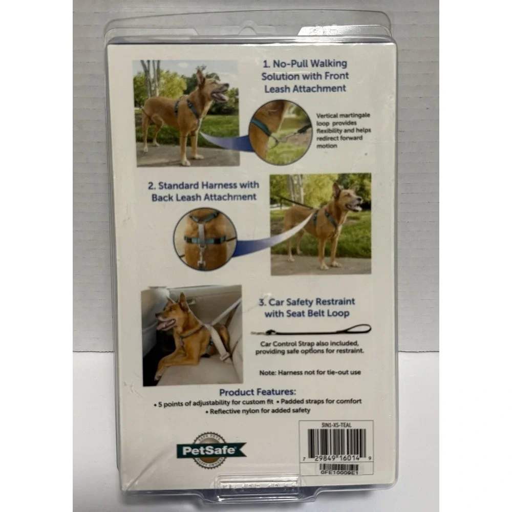 Pet Safe 3 in 1 harness - brand new, size X-small, 10-20 lbs. Teal Color